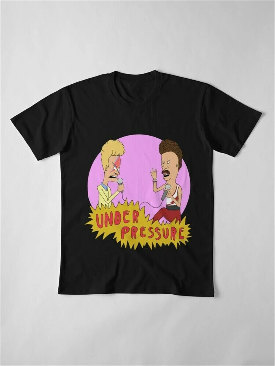 Черная футболка Beavis And Butthead As David Bowie Freddie Mercury под давлением бесплатная