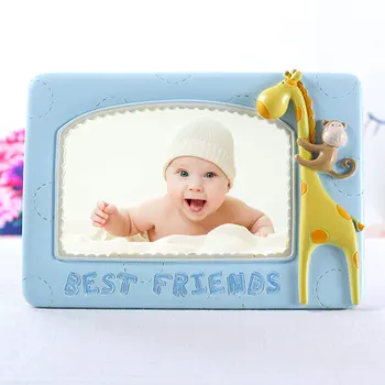 

European Pink Blue With Yellow Elephant Color Best Friends Signs Home Tabletop Decor Baby's 6x4 inches Resin Picture Photo Frame