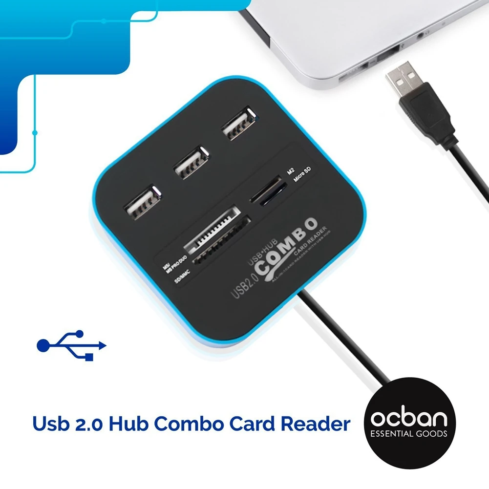 Комбинированный Многофункциональный USB 2,0 кард-ридер с разветвителем концентратора SD HUB