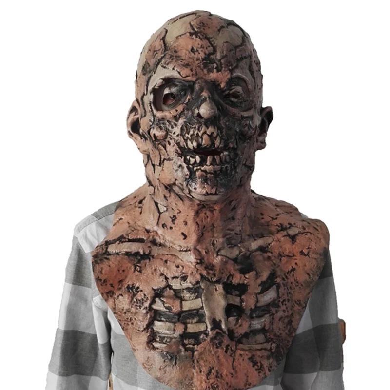 Halloween Zombie Mask Props Grudge Ghost Hedging Zombie Mask Realistic Masquerade Halloween Mask Long Hair Ghost Scary Mask - Цвет: D