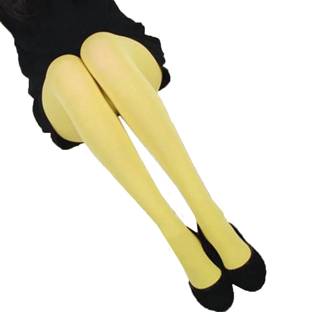 Yellow Женские Осенние Колготки; Pantimedias; Непрозрачные колготки; колготки ярких цветов; платье; medias de mujer; женские повседневные офисные колготки - Цвет: Yellow