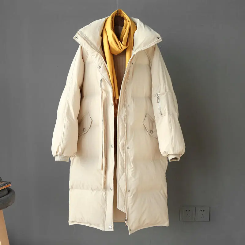 Beige Parkas Новинка, зимняя куртка, Женская парка, свободная, длинная, утолщенная, теплая, большой размер, пуховик, хлопковое пальто с подкладкой, женская одежда, повседневное, Женское пальто, Q2067 - Цвет: Beige Parkas