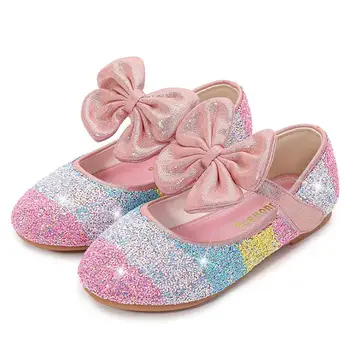 

New Spring Summer Children Leather Shoes Girls Sandals sequins Bow Princess leather shoes Girls Casual Shoes dance shoes