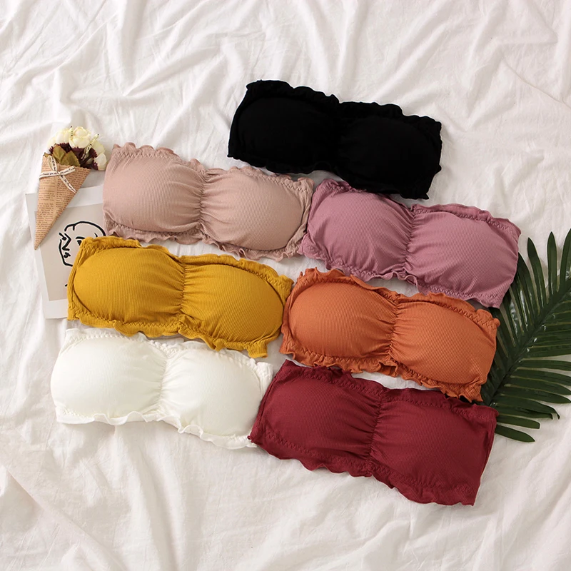 

Korean Style Strapless Tube Top Summer Women's Beauty Back Wrapped Chest Gather Underwear Without Steel Ring Bra