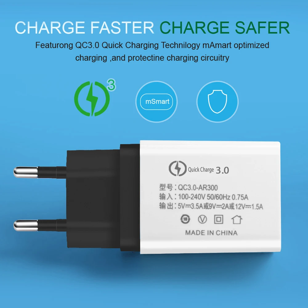 Быстрая зарядка 3,0 зарядное устройство 5V 3.5A EU/USA USB Кабель зарядного устройства для мобильного телефона QC3.0 зарядное устройство Быстрая зарядка для iPhone Plus 5 6 7 8 Apple