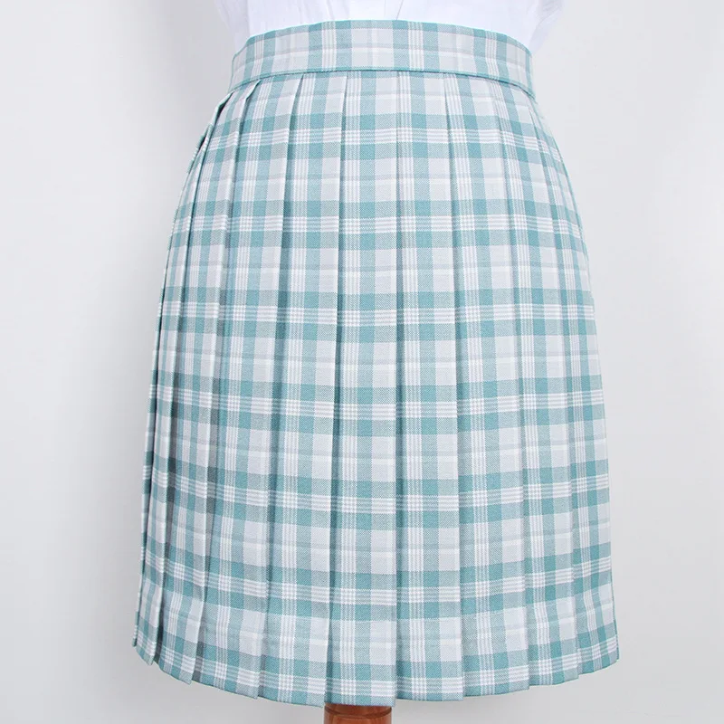 Skirt Летняя женская японская юбка с высокой талией, Студенческая юбка в стиле Харадзюку, синяя клетчатая юбка JK, плиссированная юбка в консервативном стиле - Цвет: Skirt
