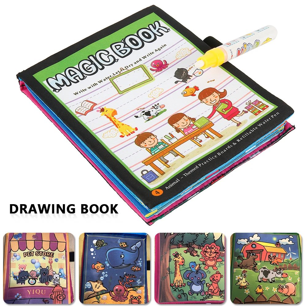 Раскраска детей Волшебная водная книга для рисования каракули с волшебной ручкой картинки с животными доска для рисования Раннее Обучение Обучающие игрушки