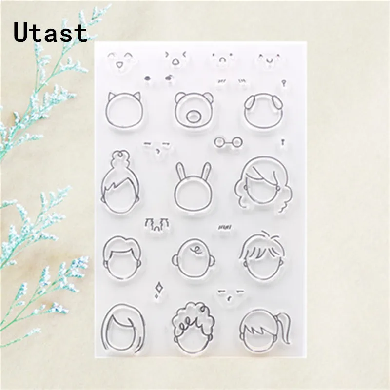 

Facial Expression Face Clear Silicone Stamps /Transparent Rubber Stamp for DIY Scrapbooking /Photo Album Decorative Craft Making