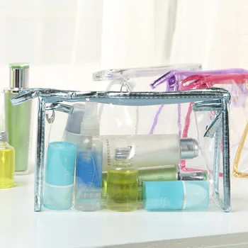 

Dropshipping 5 Pcs Transparent Waterproof Cosmetic Bag PVC Vinyl Zippered Wash Bag Vacation Bathroom SMJ