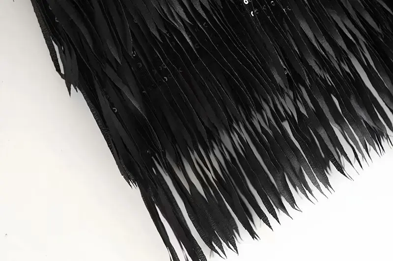 Романтичное женское винтажное черное платье с кисточками и пайетками женское мини-клуб без рукавов с открытой спиной сексуальное платье HHWM2366