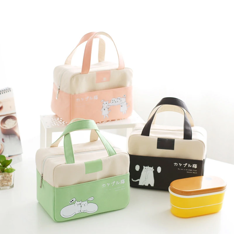 

Storage Lunch Box Bag Student Worker Thermal Lunch Bag Zipper Canvas Foldable lightweight Tote Portable Cooler Lunch Box Bag