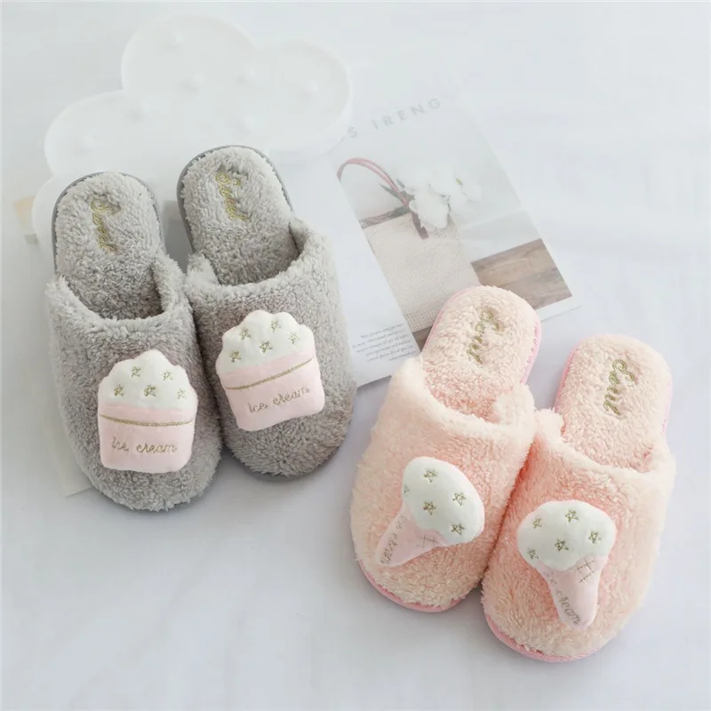 

Cartoon Icecream Cake Autumn Winter Indoor Slipper Plush Toys Stuffed Shoes Gift For Children #2200