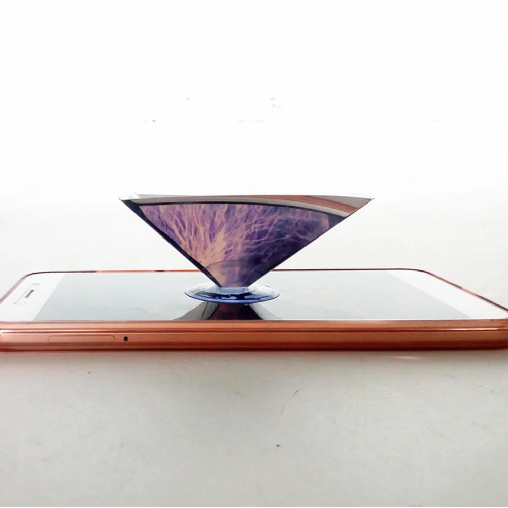 PET Miniature Flat-folding 3D Projector Video Hologram Pyramid Display Universal For Smart Phone