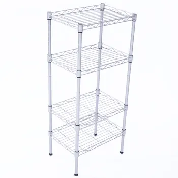 

Rectangle Carbon Steel Metal Assembly 4-Shelf Storage Rack Silver Gray Shelving Steel Wire Shelves Metal Kitchen Shelving Rack