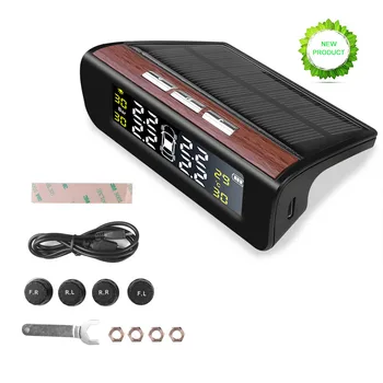 

4 Style Smart Car TPMS Tyre Pressure Monitoring System Solar Energy Digital LCD Display Auto Security Alarm Systems With Sensor