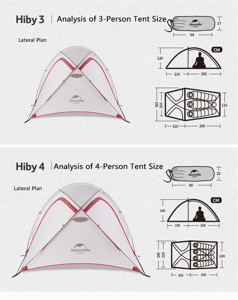Naturehike Hiby кемпинг палатка 3-4 человек ультра-светильник Открытый Семейный Кемпинг двойной слой непромокаемый туристический тент туристический NH17K230-P