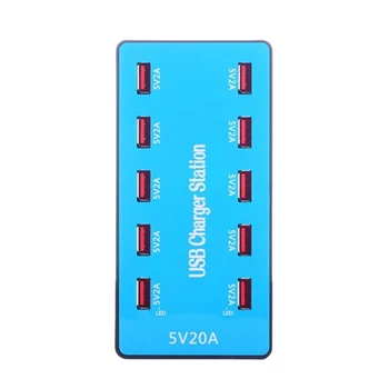 

HFES Usb Charger 100W 10 Ports Usb 20A Smart Desktop Charging Station For 5V 2A For Samsung Xiaomi Ipad Iphone X (Us Plug)