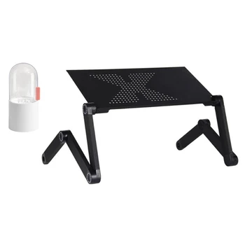 

1Pcs Portable Laptop Table Foldable Vertical Table & 1Pcs Plastic Clear Desktop Makeup Brush Storage Box -White