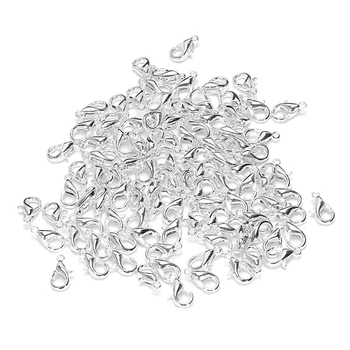 

100 Silver Plated Lobster Clasps Findings 10x6mm