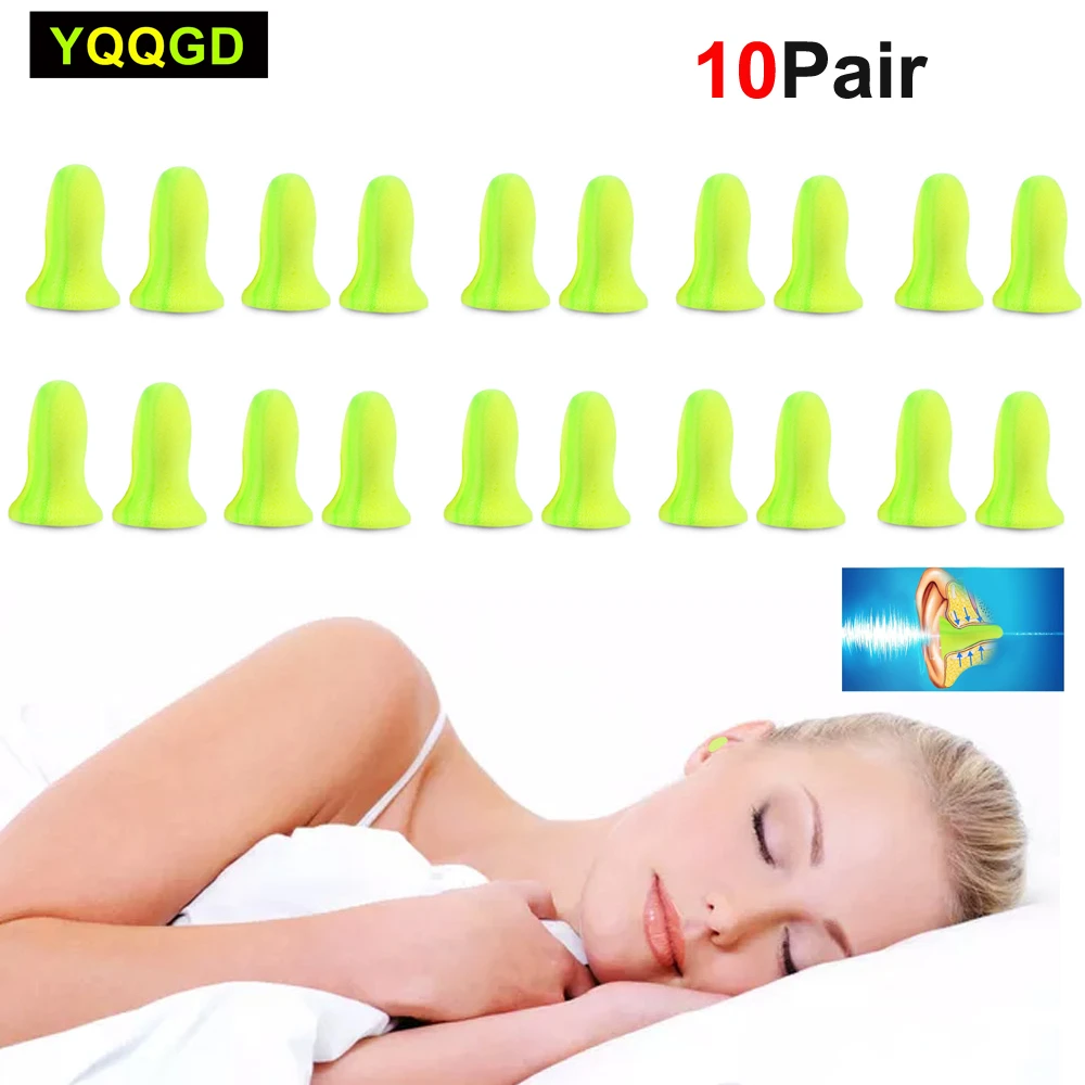 10Pairs Anti Noise Foam Ear Plugs Snore Earplug Comfortable Study Sleep 