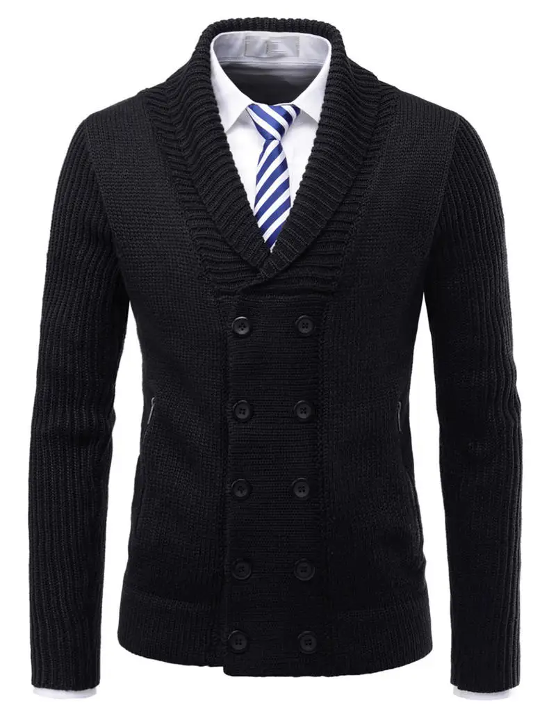 2019 Autumn New Wool Men Sweater Cardigans Winter Business Male Sweater Jacket Coat Men Shawl-Collar Raglan Sleeves Brand MuLS 11