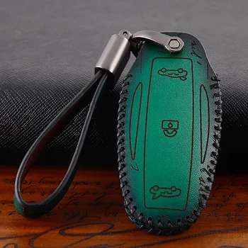 

Car Accessories Genuine Leather Car Auto Remote Key Case Cover Holder Skin Shell for Tesla Model S Model X Model 3
