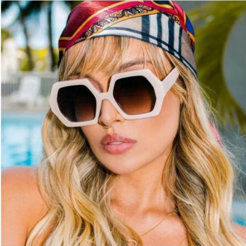 

New Fashion Luxury Personality Retro Polygon Sunglasses Trend Street Shooting High Quality Big Frame Irregular Female Sunglasses