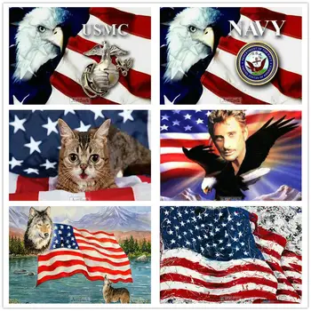 

5d diy diamond painting american flag landscape cross stitch eagle full square mosaic canvas art 3d resin round embroidery kit