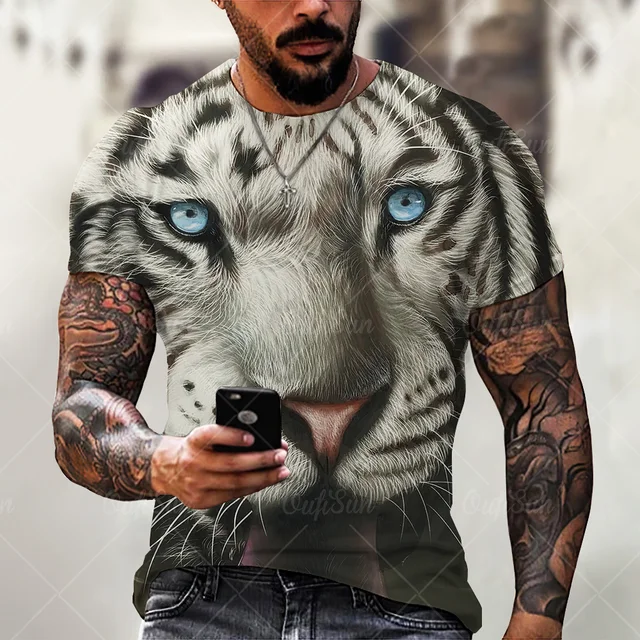 Fashion Trend 3D printing Tiger Men  T-Shirt Casual O-Neck Summer Selling Short Sleeve Oversized T-Shirt Comfortable StreetTops OFSM-00873