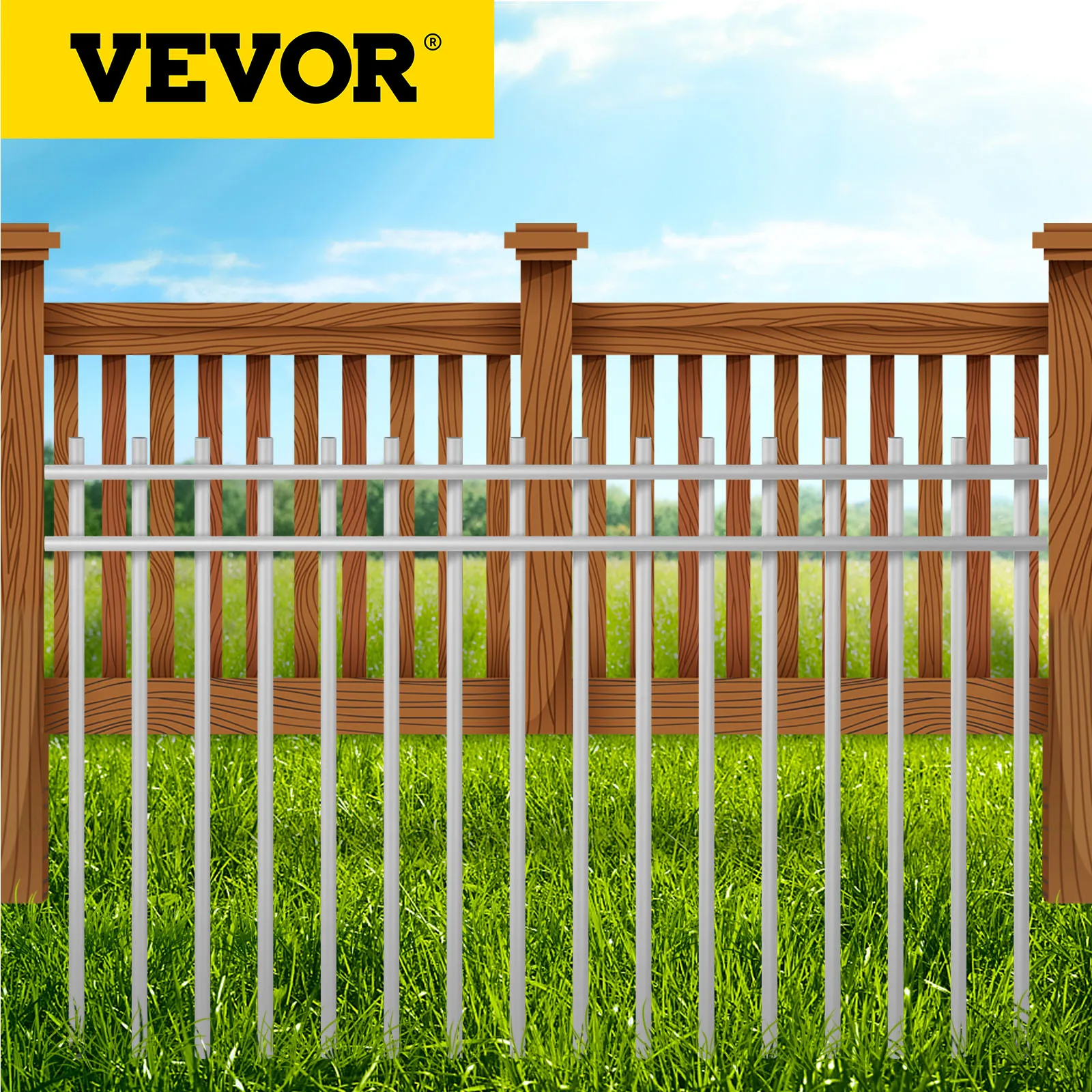 VEVOR No Dig Decorative Sturdy Metal Fence Animal Barrier Dog Fence Gap Barrier Garden Picket