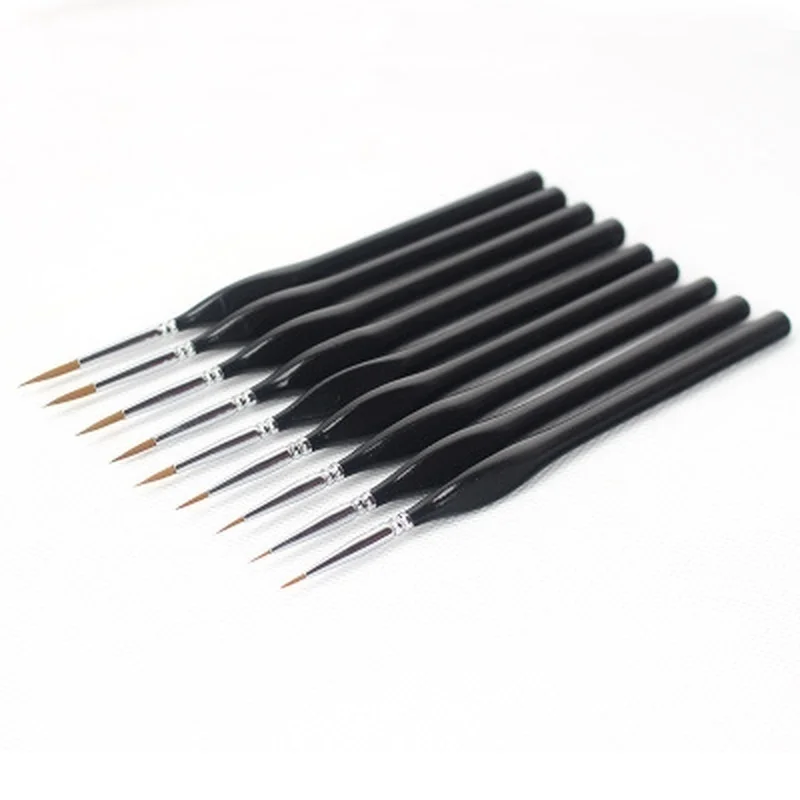 9Pcs/Set Hook Line Soft Hair Pen Oil Watercolor Painting Brush Drawing School Students Supplies