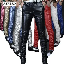 Мужские кожаные штаны, обтягивающие, высокое качество, Молодежный тренд, обтягивающие, корейские, искусственная кожа, брюки для мужчин, мотоциклетные, ПУ кожа, брюки