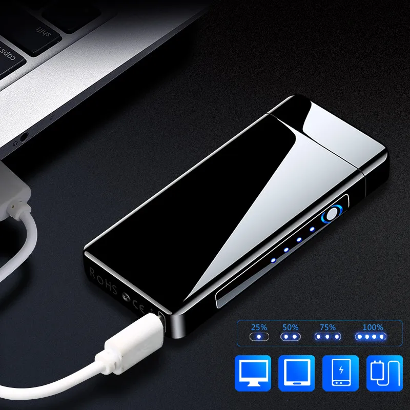 Электронная USB большого пламени более легкий импульс Ветрозащитный Двойной