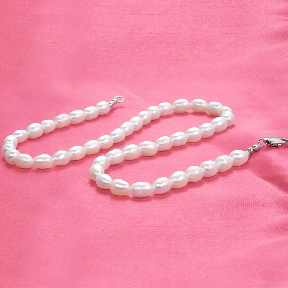 Настоящее Белое ожерелье из пресноводного жемчуга для женщин, подарочные бусы ручной работы 6-7 мм, жемчужное ожерелье длиной 45 мм, модное ювелирное изделие