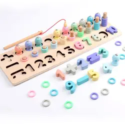 Игрушки Монтессори Обучающие деревянные игрушки для детей Раннее Обучение материалы для детей Магнитная рыбалка совпадающая