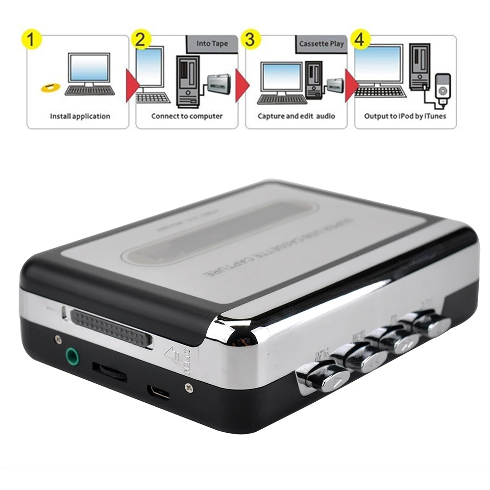 Convertisseur de cassette vers MP3 USB, lecteur de musique audio, transfert  d'anciennes bandes vers format numérique via PC - AliExpress