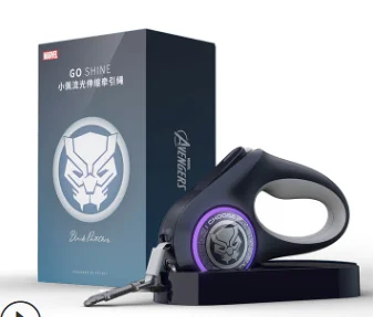 Black Panther Marvel стример поводок автоматическое расширение поводок Marvel прогулки игрушка из веревки для собак поводок для собак товары для домашних животных - Цвет: Black Panther