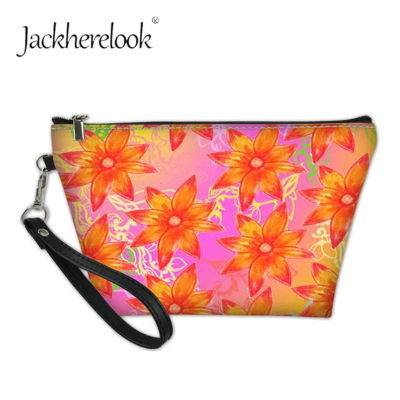 Jackherelook 3D цветочным принтом женская косметическая сумка ярких цветочных Travle сумки-органайзеры для косметики Для женщин кожаная косметичка Сумка-тоут - Цвет: HMM255Z8