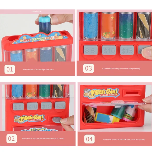 Children's Vending Machine Simulation Mini-coin-operated Beverage Vending Machine Self-service Beverage Funny Pretend Toys 5