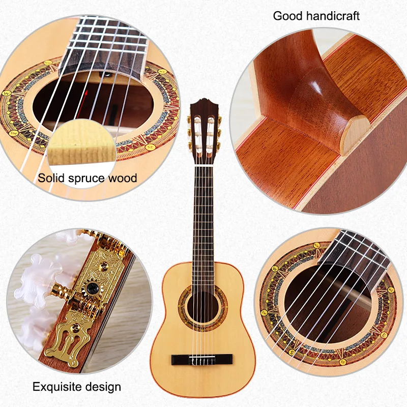 Blænding sovende Midlertidig Mini guitar 30 inch class guitar 6 string full solid wood high glossy classical  guitar with star sound hole - AliExpress