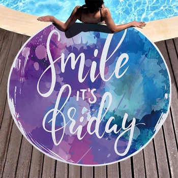 

Summer Holiday Beach Towels Retro Style Shawl Fringe Microfiber Round Fabric Bath Towels For Living Room Home Decor