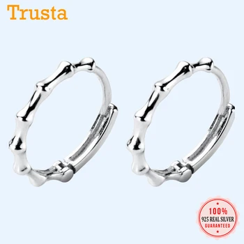 

Trustdavis Pure 925 Sterling Silver Hoop Earring Bamboo Ear Cuff Clip On S925 Earrings Gift For Women Girl Teen Jewelry DA239