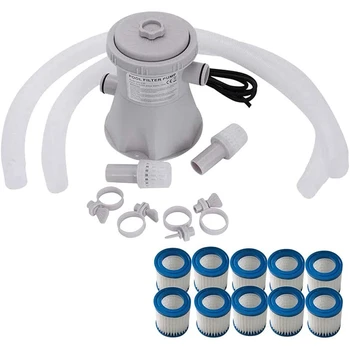 

Clear Cartridge Filter Pump for Above Ground Pools,,Swimming Pool Filter Pump for 100-350GAL Pools Pump EU Plug