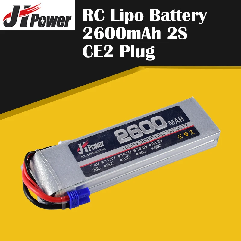 Горячая JHPower 7 4 В 2600 мАч 2S 25C Оригинальная Аккумуляторная батарея Lipo с разъемом CE2