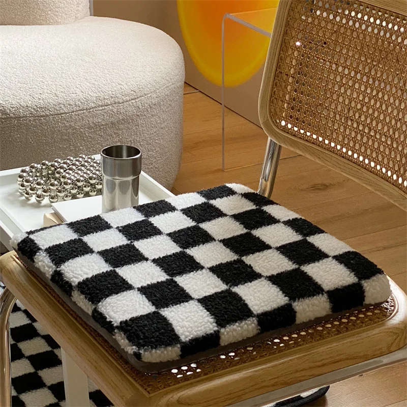 MARI MARI Fashion Checkerboard Cushion Ins Trendy Coussin Checkered Sofa Chair Seat Pillow Home Decor Textile Gingham Cushion 