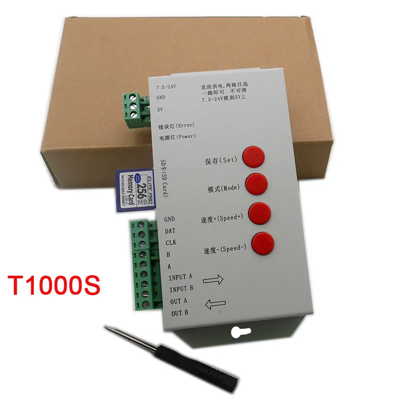 RGB full color Controller T1000S 2048 Pixels DMX 512 Controller SD Card WS2801 WS2811 WS2812B LPD6803 LED Strip DC5V 12V 24V