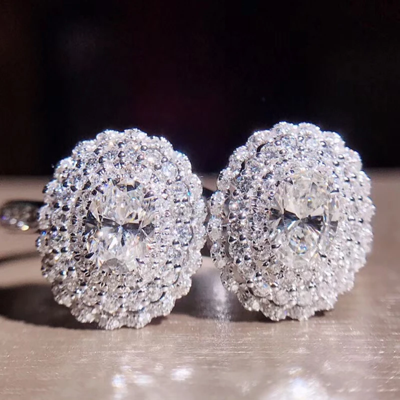 0.5ct 5 мм овальная огранка обручальное и Свадебное бриллиантовый солитер кольцо твердое Настоящее 18 к белое золото для женщин