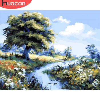 

HUACAN Painting By Number Tree Drawing On Canvas HandPainted Painting Art Gift DIY Pictures By Number Scenery Kits Home Decor