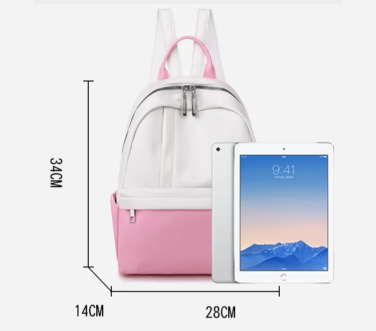 Женский панельный рюкзак из искусственной кожи, водонепроницаемый женский модный брендовый рюкзак для девочек, маленькие школьные сумки, черный, белый, розовый