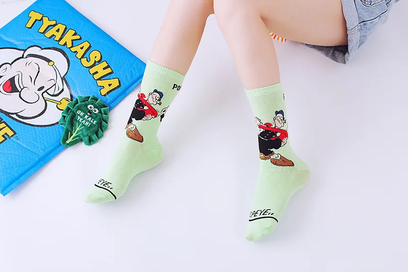 5 пар мультяшных художественных модных женских носков, мягкие дышащие хлопковые короткие носки, хипстерские повседневные забавные носки